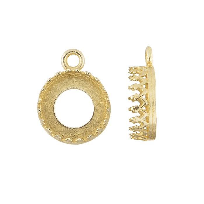 10mm Brass Fancy Bezel Round w/ loop - ClayRevolution