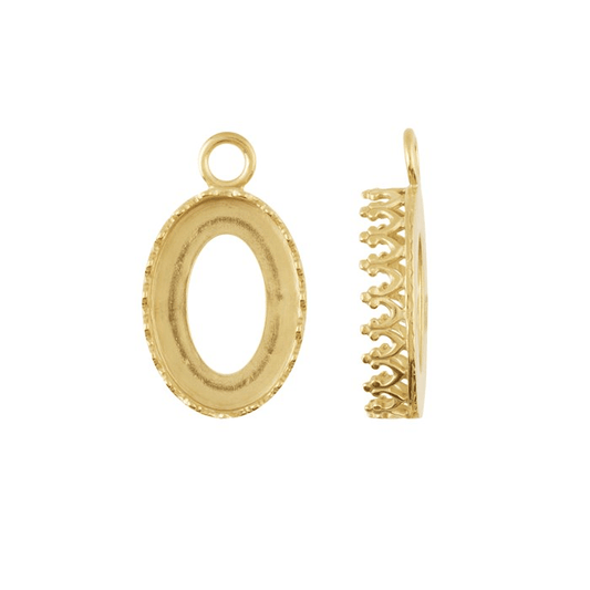 8x10mm Brass Fancy Bezel Oval w/ loop - ClayRevolution